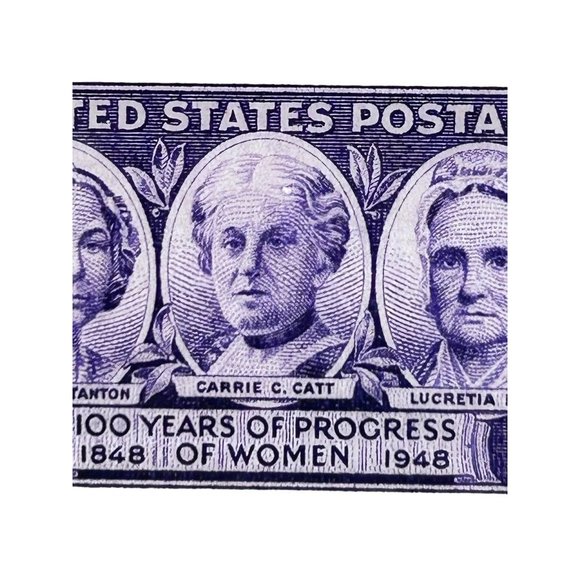 Stamp Brooch Pin "3 Cents US Progress of Women" 1 3/8" x 1 7/8" - Picture 4 of 6